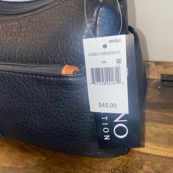Bueno Black Tan Hobo Leather Shoulder Handbag Purse NWT - Picture 4 of 8